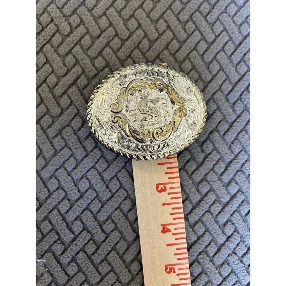 Montana Silversmiths Vintage Initial S Belt Buckle Silver Plate Western Kids Boy